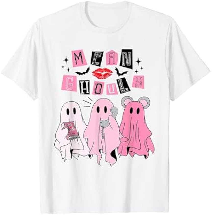 Mean Ghouls Cute Pink Ghost Halloween Funny Lets Go Ghouls T-Shirt